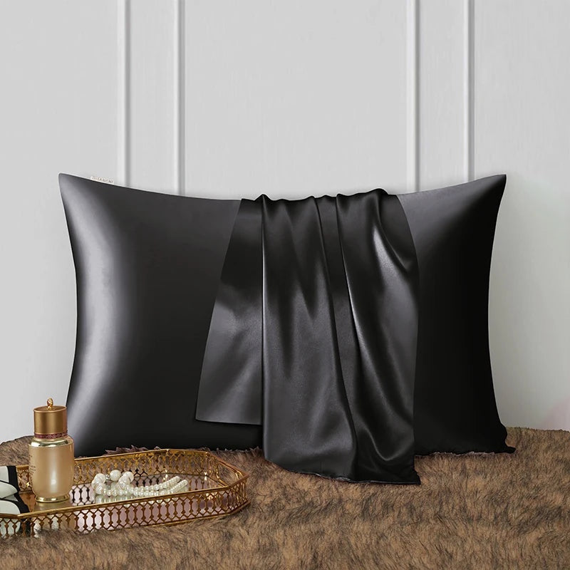 High-Quality 100% Mulberry Silk Pillowcase with 22 Momme Thickness - Black Glam Steals  silk pillowcase Ador Nicci 